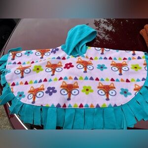 Kids Fox Pattern Hooded Poncho